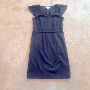 Loft Charcoal Flutter Sleeve Sheath Dress Sz OP